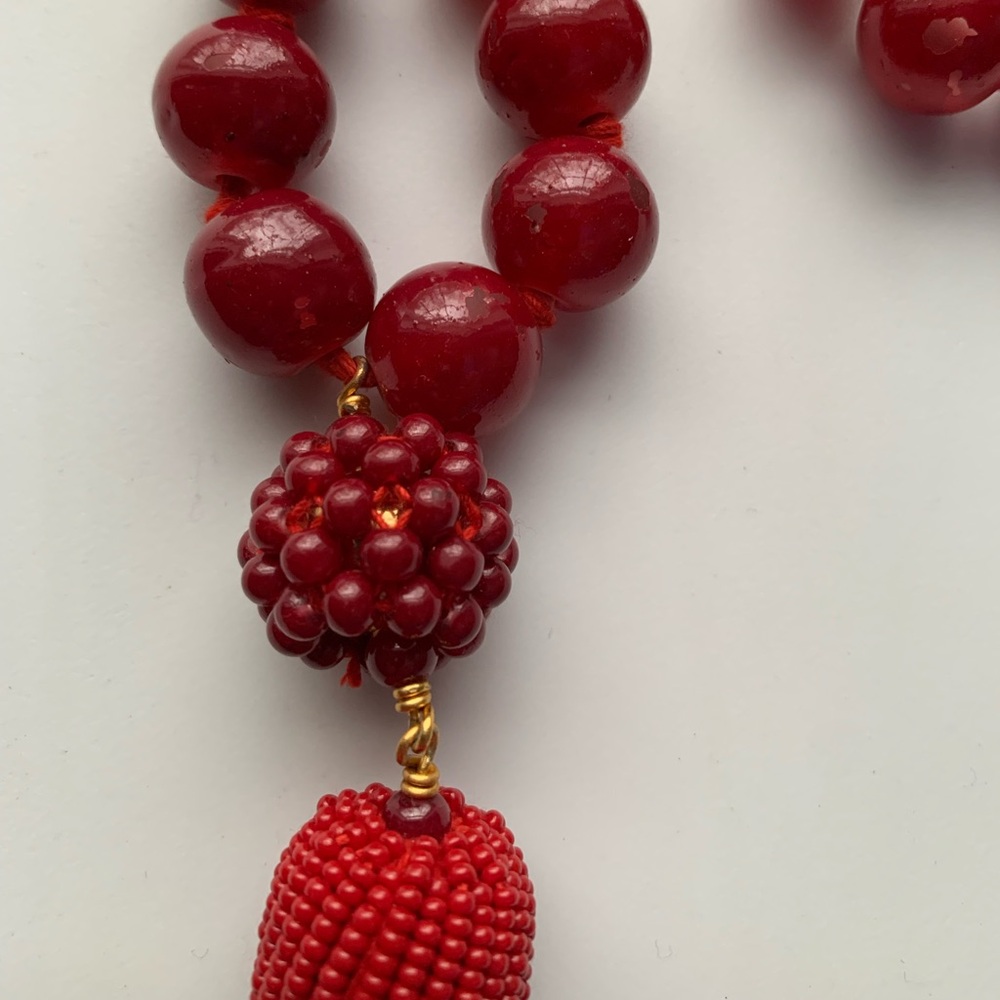 Lisi Lerch red long beaded tassel necklace - Picture 4 of 5